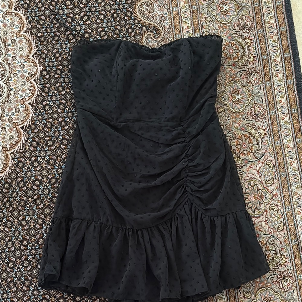 Hello Molly Black Strapless Ruched Bodycon Dress